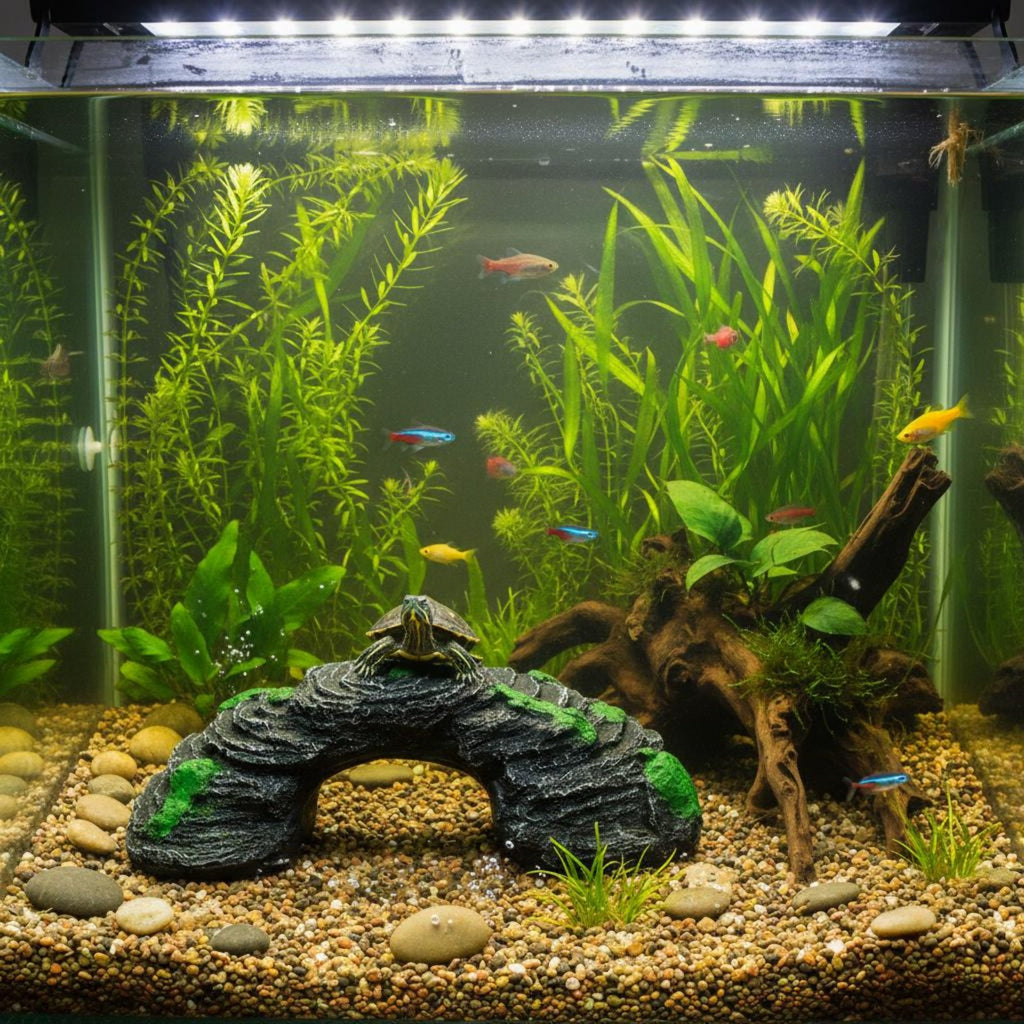 Turtle Basking Ramp Realistic Design Resin Aquarium Bridge Artificial Rock Arch for Reptile Keepers, Aquarists, Vivarium