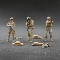 3 Pieces 1:64 Warrior Model Set High Intricacy Combat Warrior Display Scene