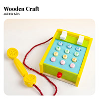 Wooden Toy Telephone Raised Buttons Kids Plaything Colorful for Preschoolers