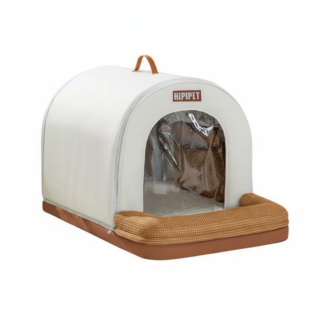Air-Conditioned Pet House Door Curtain Cooling Dog House Insulated Cooling Dog Bed for Small Dogs, Indoor