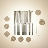20 Pieces Ceramic Stamping Tool Set Metal Pottery Embossing Tool Easy to Clean