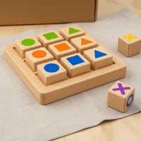 XO Board Game Fine Movement Skills Double-Sided Learning Board Natural Wood