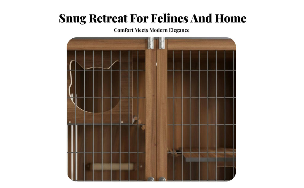 enlarged Large Space Wooden Cat Villa Luxury Design Multi-Level Cat Villa Good Ventilation Pet Furniture Multiple entry Points for Indoors, Indoor, Living Room, Bedroom
