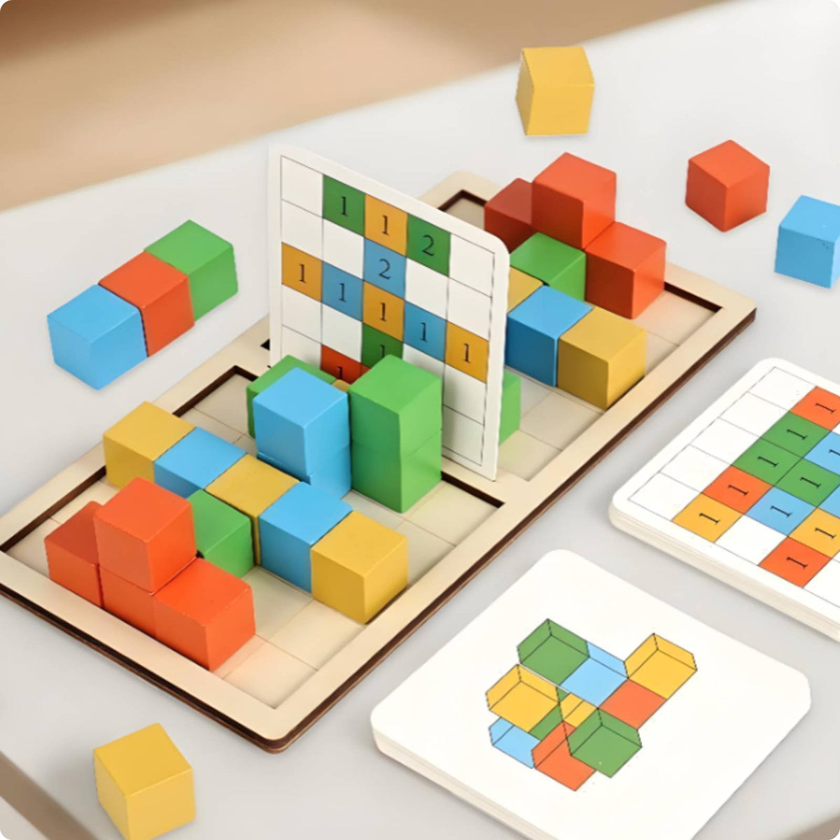 Spatial Challenge Blocks Educational Method Stacking Cube Game Polished Edges