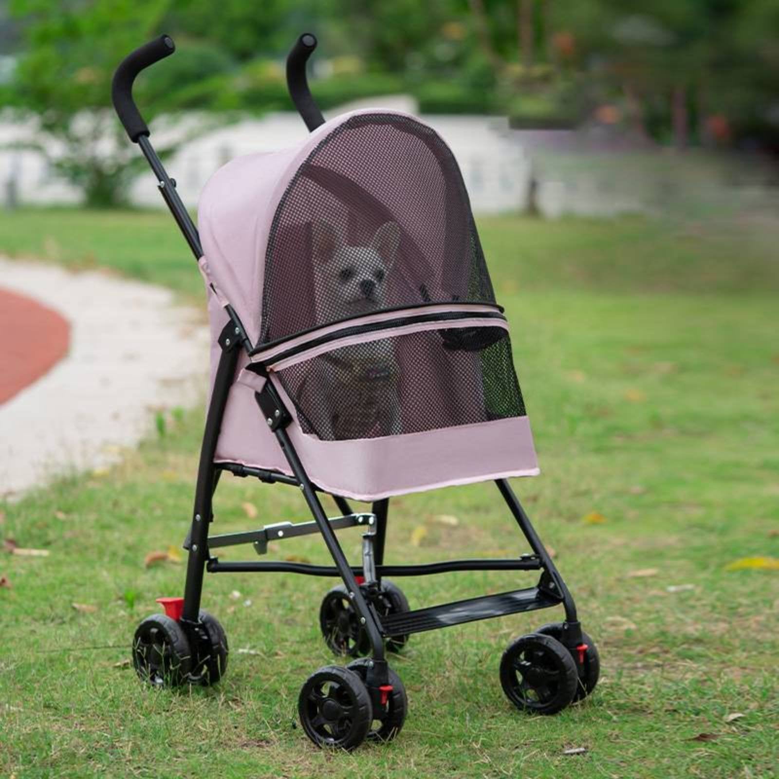 Foldable Pet Stroller Ventilated Lightweight Pet Stroller Lockable Wheels