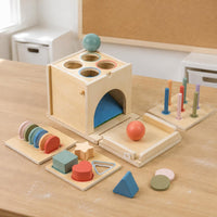 Four-in-Single Shape Sorting Toy Fine Hand Coordination Skills Wooden Color