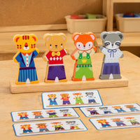 Animals Color Sorting Toy Early Learning Animal Matching Board Hand-Eye Coordination Wood Animal Shape Sorter for Kids, Preschool, Kindergarten