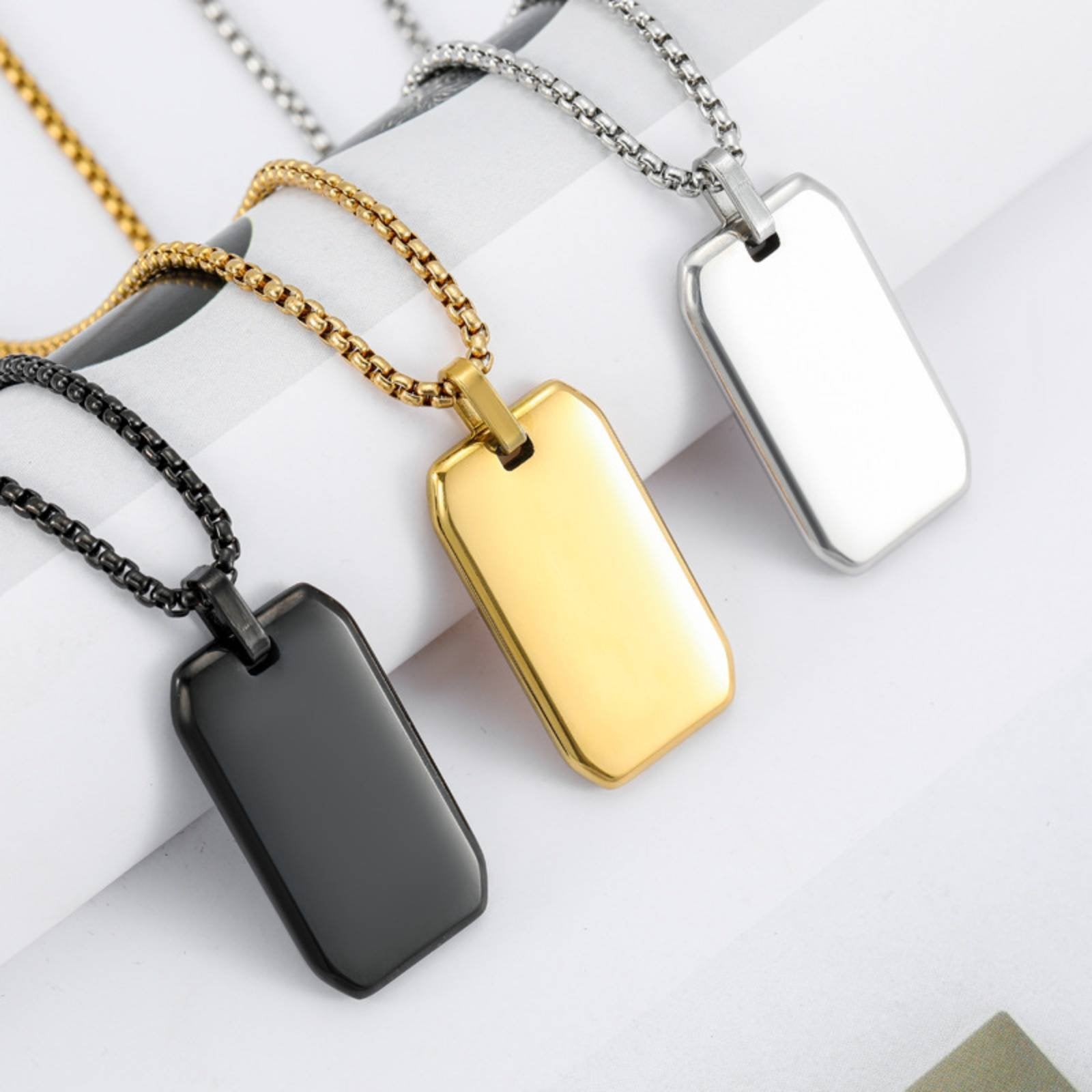 Mirror Finish Dog Pendant Necklace Beveled Trim Fashion Jewelry Low Maintenance