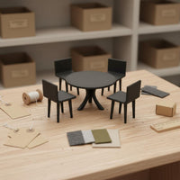 1:18 Scale Dining Set Polished Edges Mini Plastic Dining Set Collectible Gift