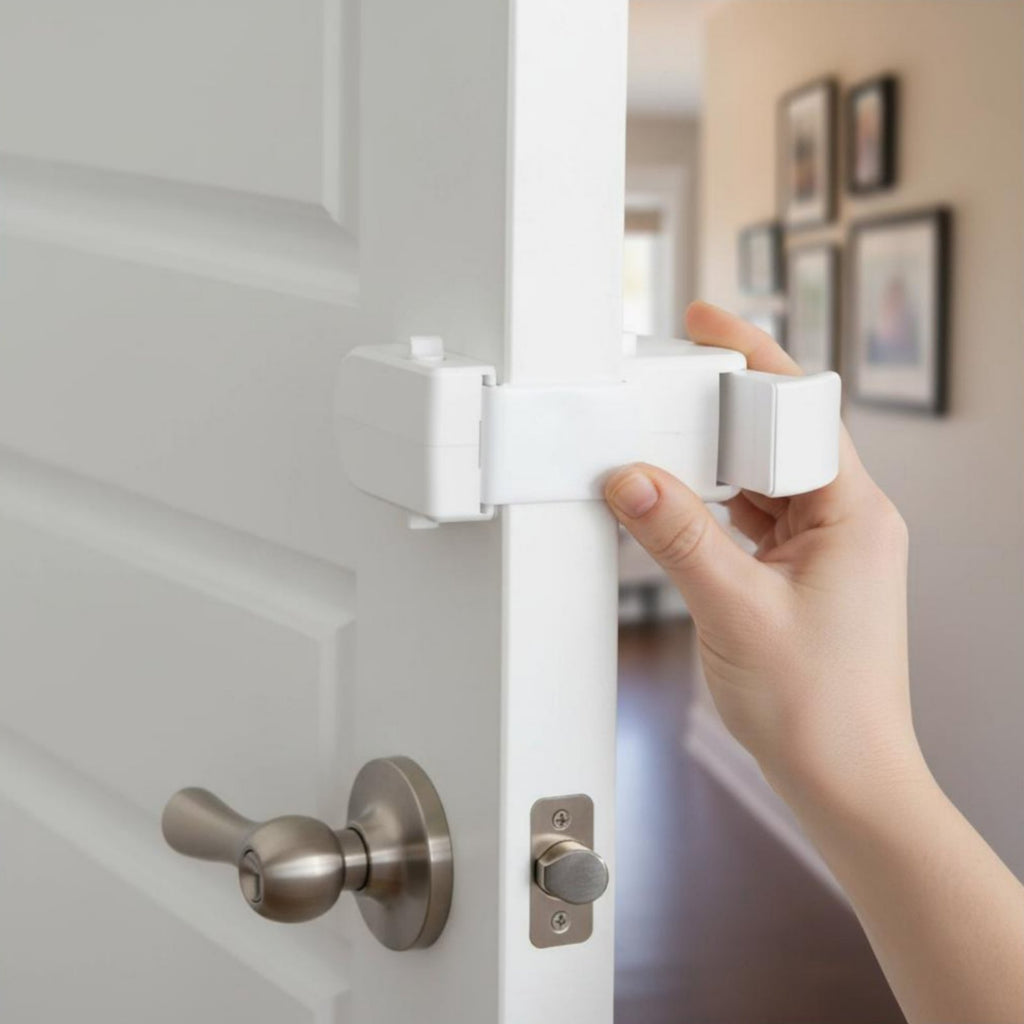 Babyproof Childproof Door Lock Easy to Install Baby Safety Door Lock out of Reach Design for Nursery, Bedroom