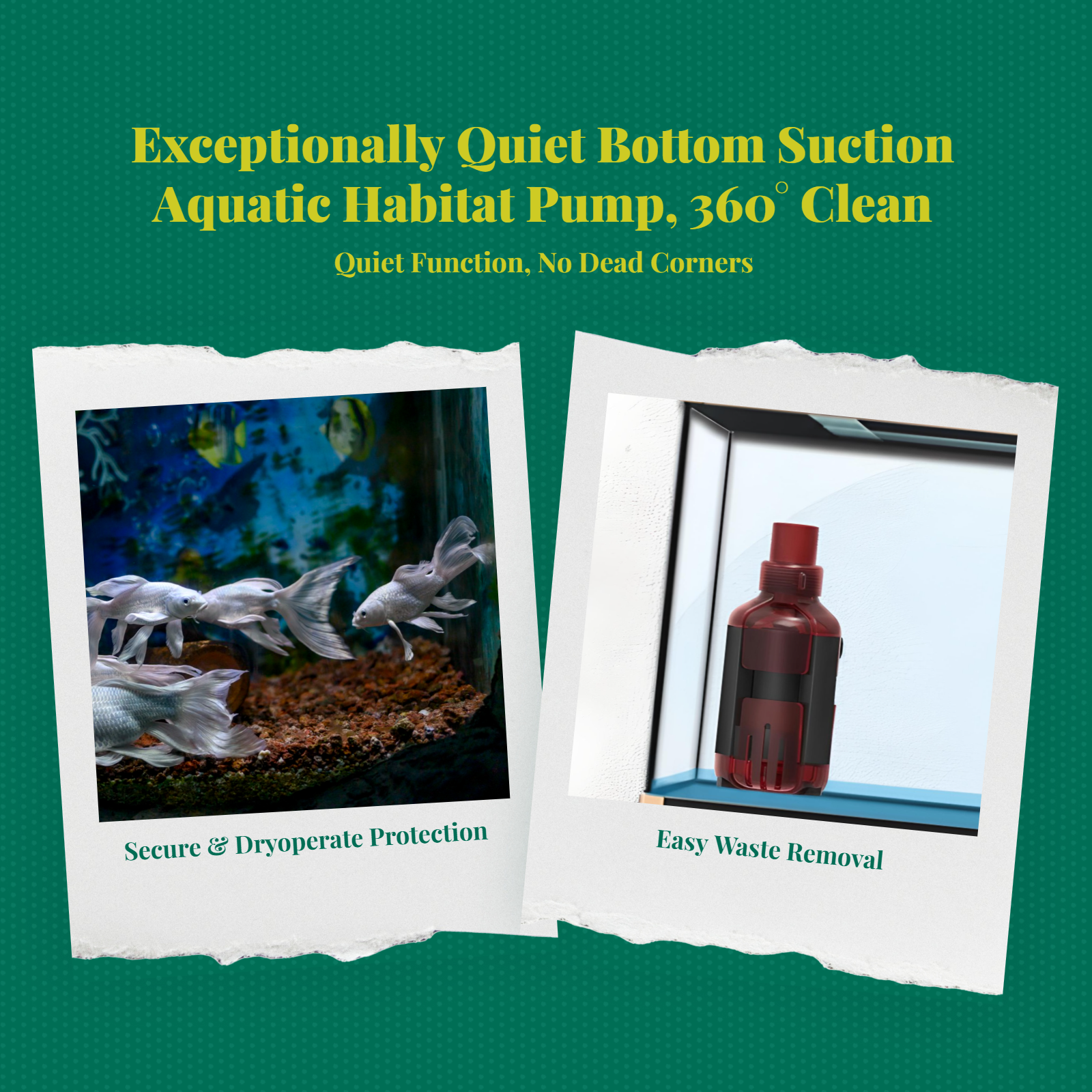 Immersible water circulator, extremely quiet aquatic habitat strainer, dry burning protection, circulation filtration, fish reservoir, water feature, hydroponics