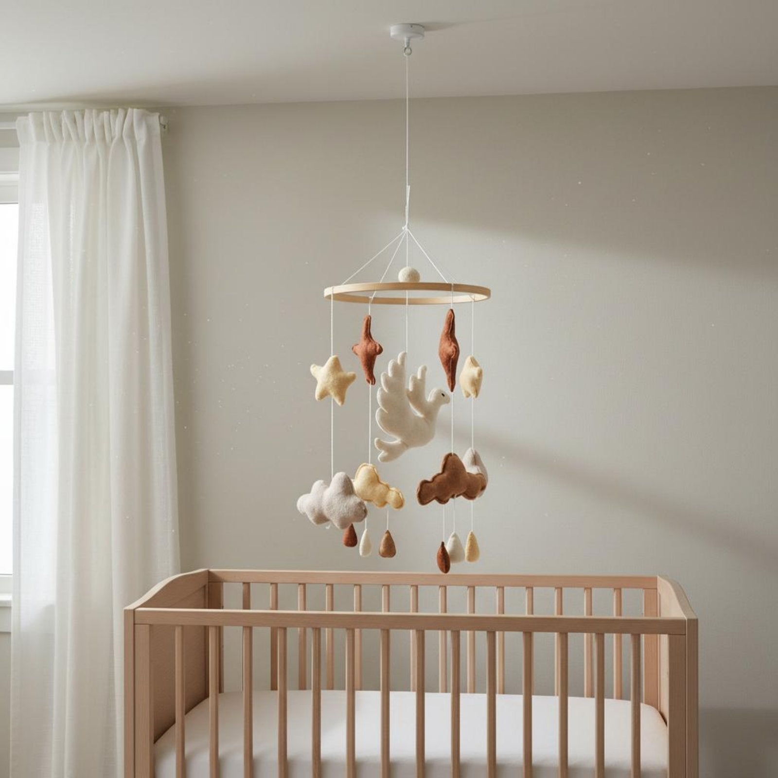 Felt Crib Mobile Nordic Design Nursery Hanging Toy Soothing for Newborns