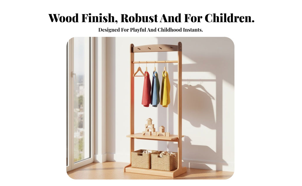 Child-Friendly Design children's Clothes Rack Space Saving Child s' Coat Rack with Growth Chart Stable Base Clothing Organizer Easy Assembly for Toddlers, Parents, Educators, Bedroom, Entryway, Playroom, Classroom