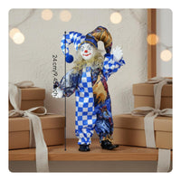 Ceramic Clown Doll Porcelain Jester Figure Handmade for Tabletop Display
