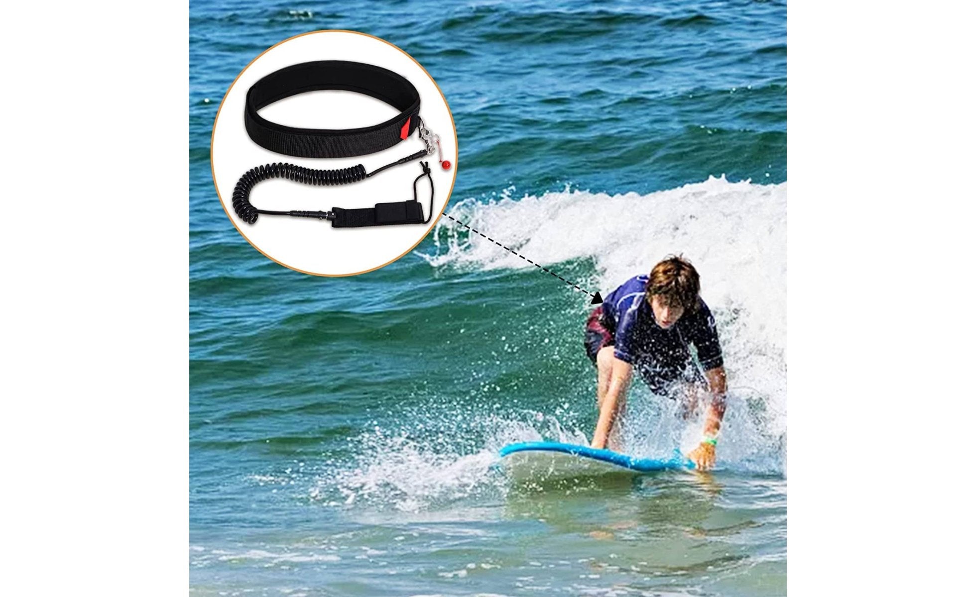 Quick Release Waist Leash TPU SUP Leash Anti-Slip for Surfing, Beach