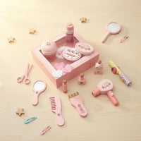 Pretend Beauty Salon Playset Educational Toy Cosmetic and Hairstyling Kit Child Design Kids Vanity Playset with Storage Box for Preschoolers