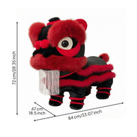 Lion Dance Stool Padded Cushioned Textile Lion Stool Rounded Head Kids Furniture for Children