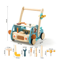 Shape-Sorting Wagon Pusher Anti-Tip Wooden Push Pusher Non-Slip Wheels