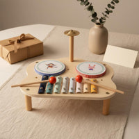 Wooden Music Station Educational Xylophone Drum Cymbal Toy Youngster Music Station Youngster Percussion Set for Young Children