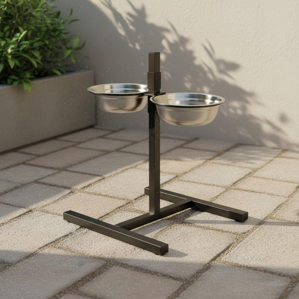 Stainless Steel Dog Bowl Set Sturdy Feline and Dog Feeding Station Easy to Clean