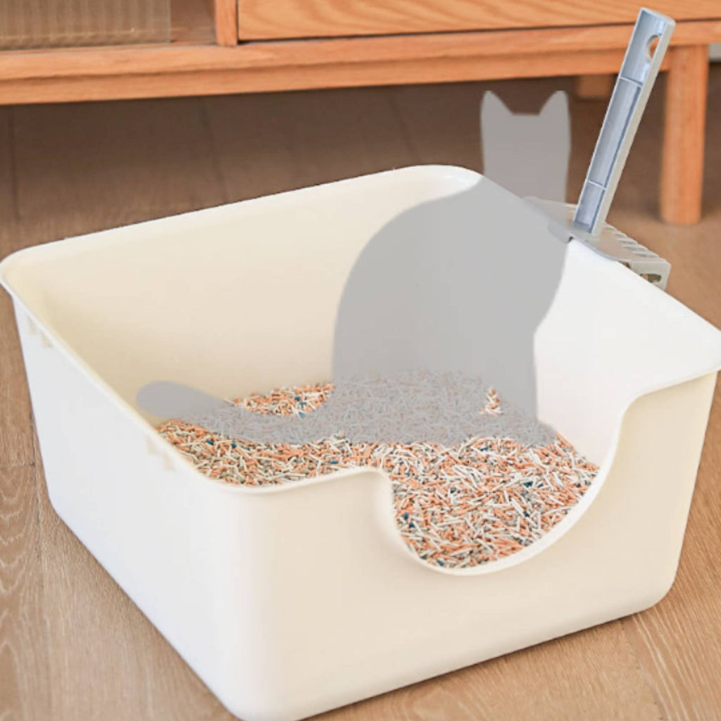High-Sided Kitten Litter Pan Easy to Clean Semi-Enclosed Feline Toilet