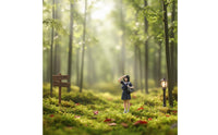 Girl with Backpack Figurine Highly Detailed 1:64 Scale Figure Set Hand Painted