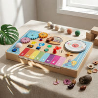 Wooden Busy Board Printed Labels Wooden Busy Board Toy Rounded Corners
