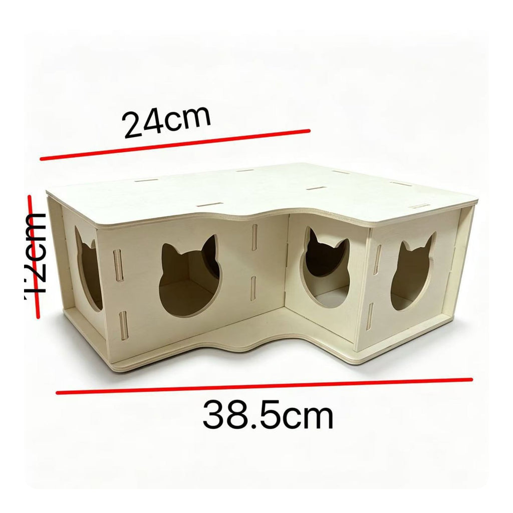 Wooden Hamster Hideout House Natural Wood Double-Room Hamster House
