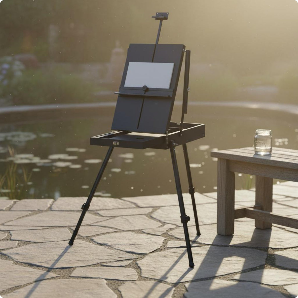 Aluminum Easel Box Foldable Portable Easel Box Adjustable for Outdoor Sketching