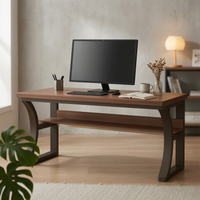 Desk with Pegboard Storage Black Frame Desk with Bookshelf Stable Structure Office Furniture