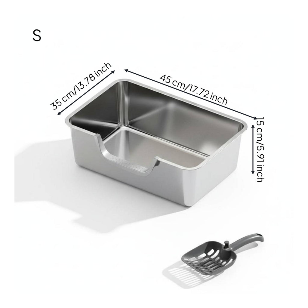 Stainless Steel Litter Box Reflective Interior Pet Supplies Rounded Edges