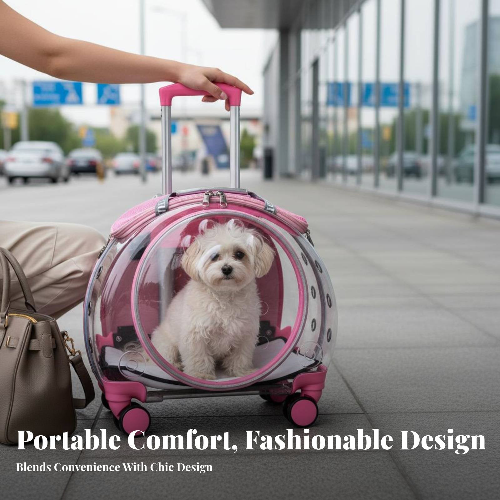 versatile dome opening Pet Trolley Breathable Cat Backpack Telescopic Handle
