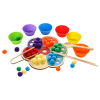 Flower Color Sorting Toy Fine Movement Skills Development Color Matching Toy Rainbow Bead Sorting Set Screen-Non-Digital Fun