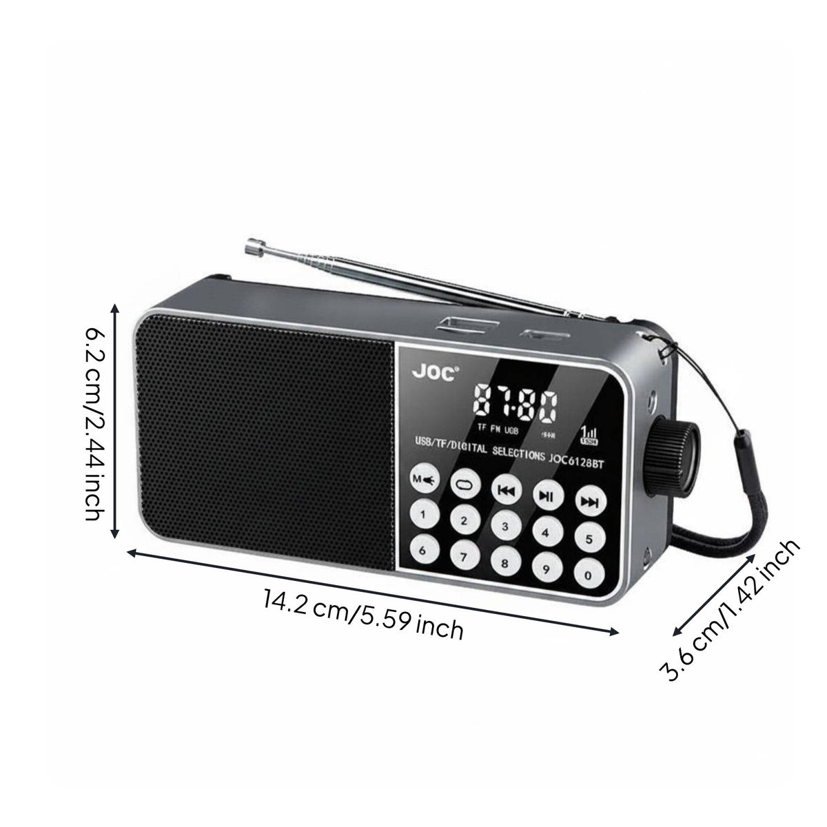 Pocket Radio with Memory Card Slot Emergency Light MP3 Player for Seniors