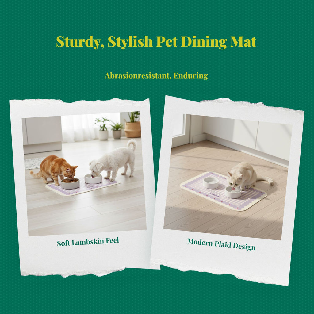Pet Feeding Mat, Waterproof Placemat, Raised Border, Easy to Clean, Non-Slip, Cat and Dog Bowl Mat