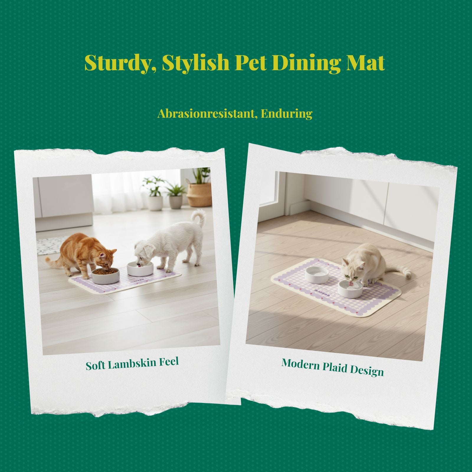 Pet Feeding Mat, Waterproof Placemat, Raised Border, Easy to Clean, Non-Slip, Cat and Dog Bowl Mat