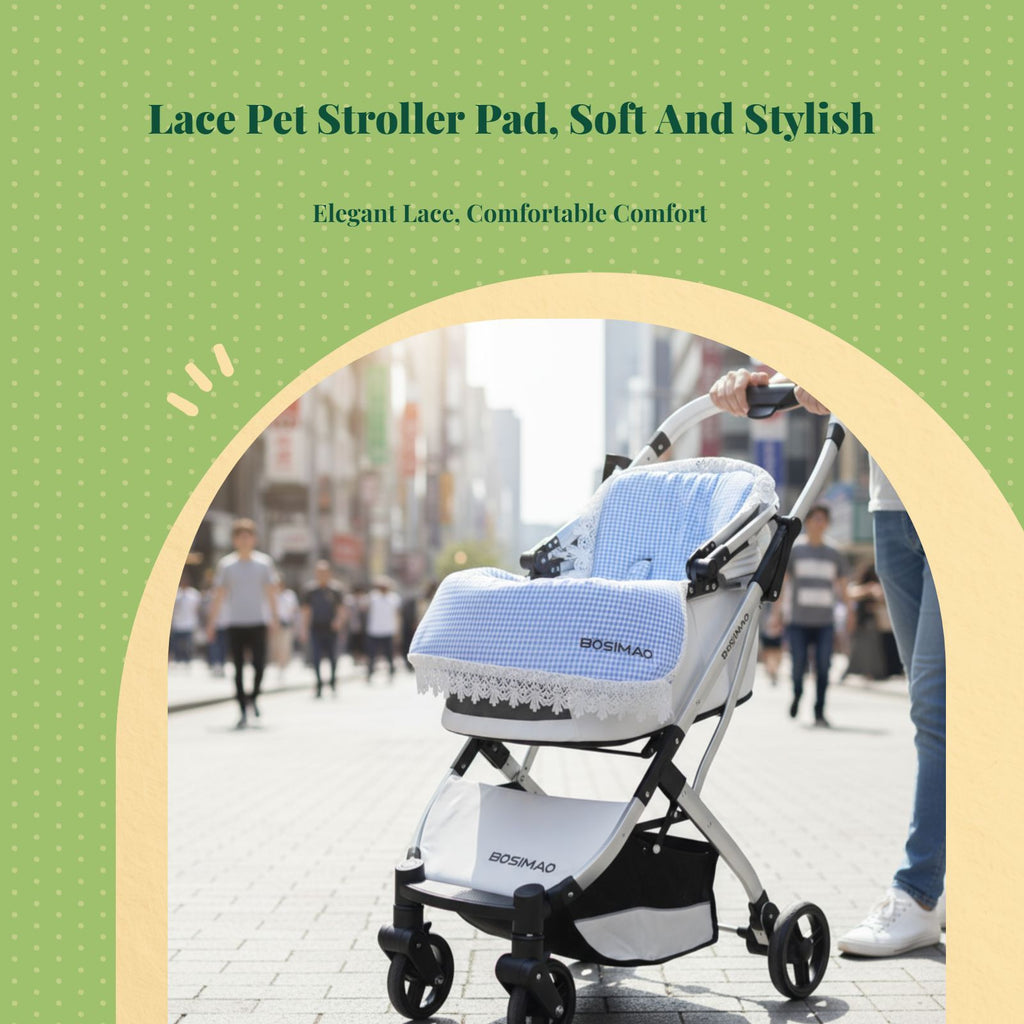 Ultra-Soft Pet Stroller Pad, Removable, Foldable, Lace