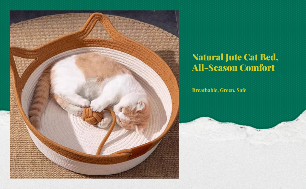 Hand-Woven Rattan Cat Bed, Indoor, Breathable, All Seasons