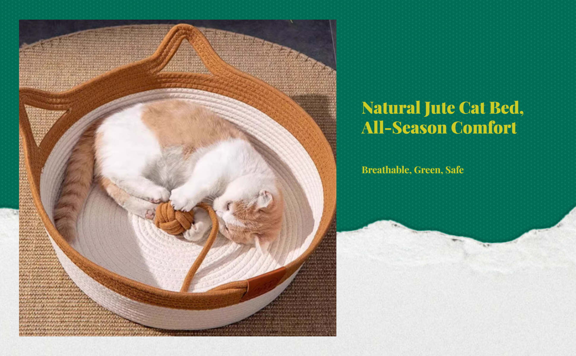 Hand-Woven Rattan Cat Bed, Indoor, Breathable, All Seasons