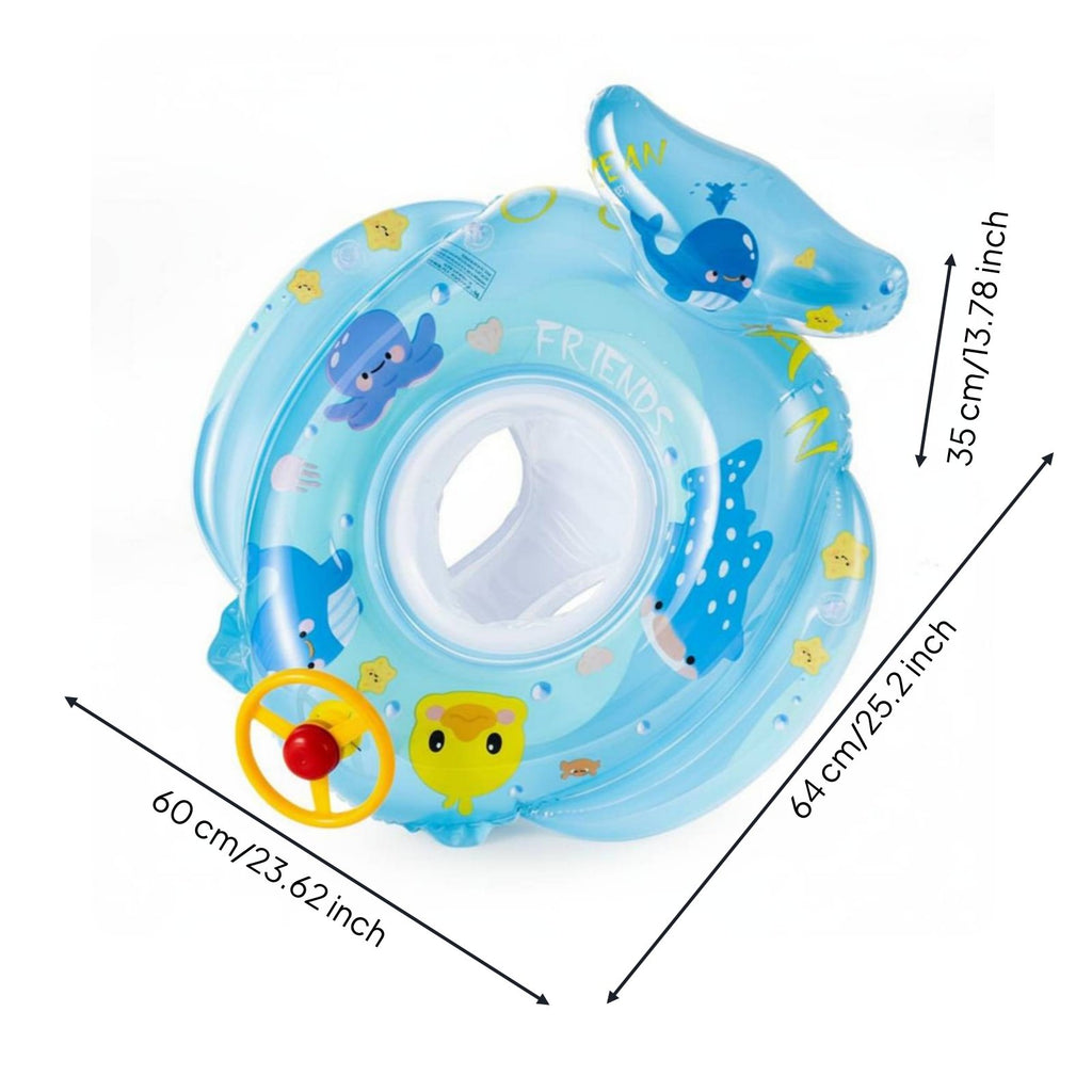 Inflatable Boat with Steering Wheel Squeaky Squeaker Baby Swim Seat Boat