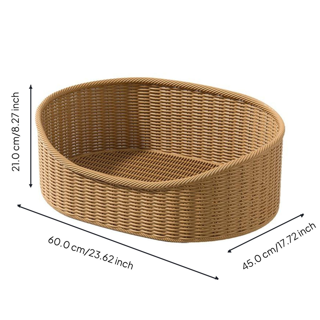 Woven cat bed with removable cushion