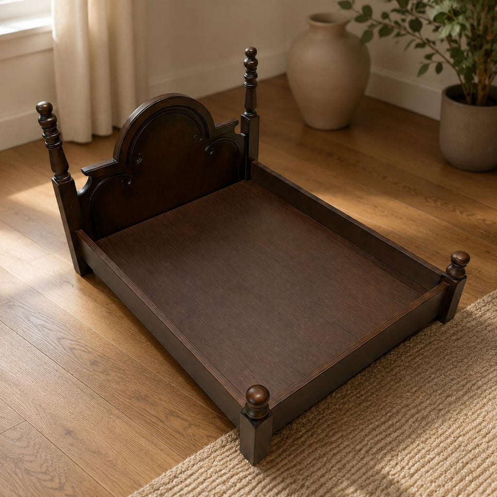 Solid Wooden Cat Luxury Bed Look Solid Wood Dog Bed Double-Sided Cushion Animal Furniture for Dogs