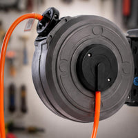 Automatic Retractable Hose Reel Compact Utility Equipment Orange for Garage