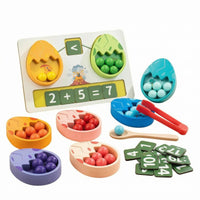 Dinosaur Egg Sorter Fine Motor Skills Bead Sorting Toy Wood Math Activity Set for Children, Kids