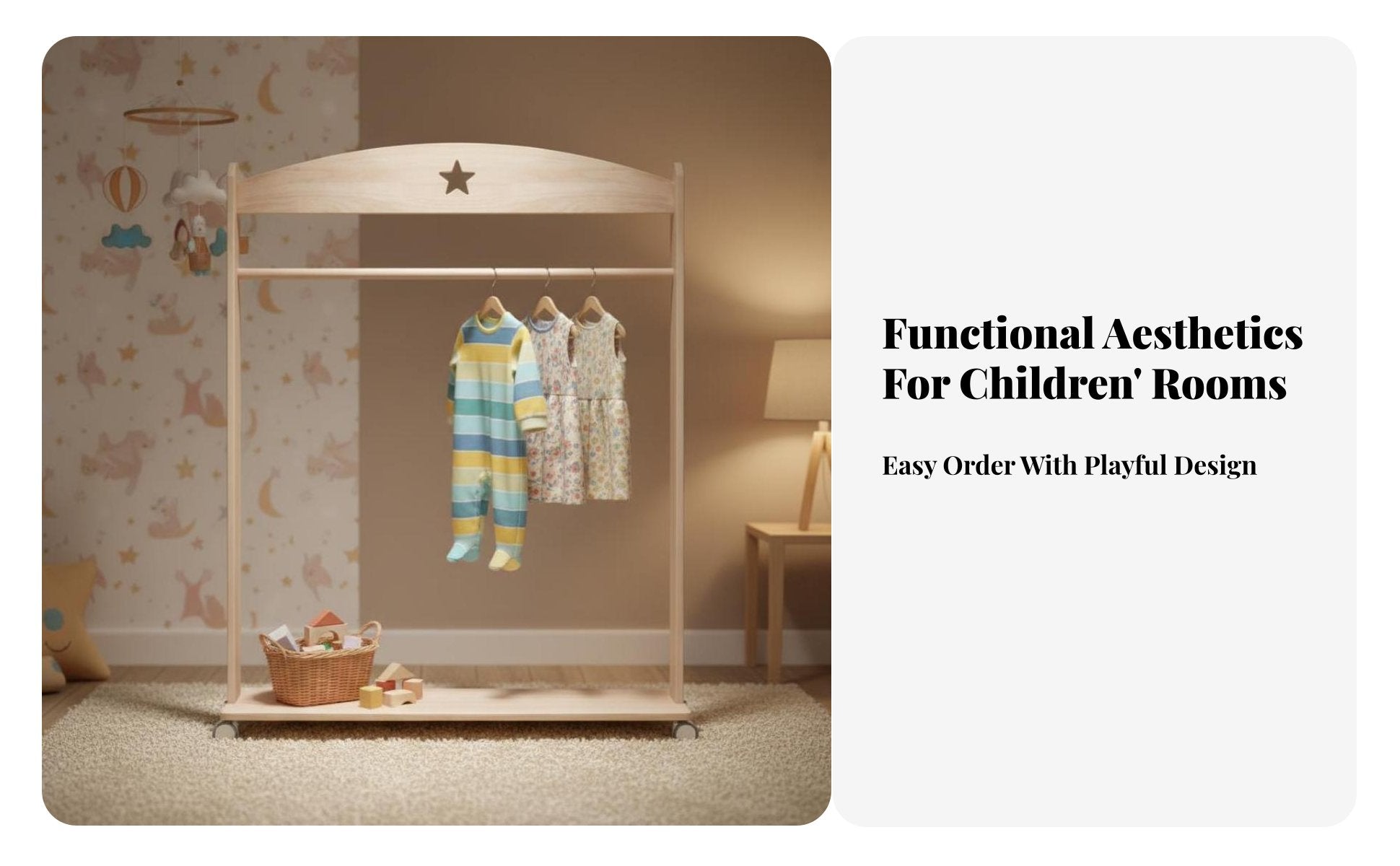 children's Costume Rack Cute Design Children's Accessible Wardrobe Stable Frame Easy Assembly for Young Children, Parents