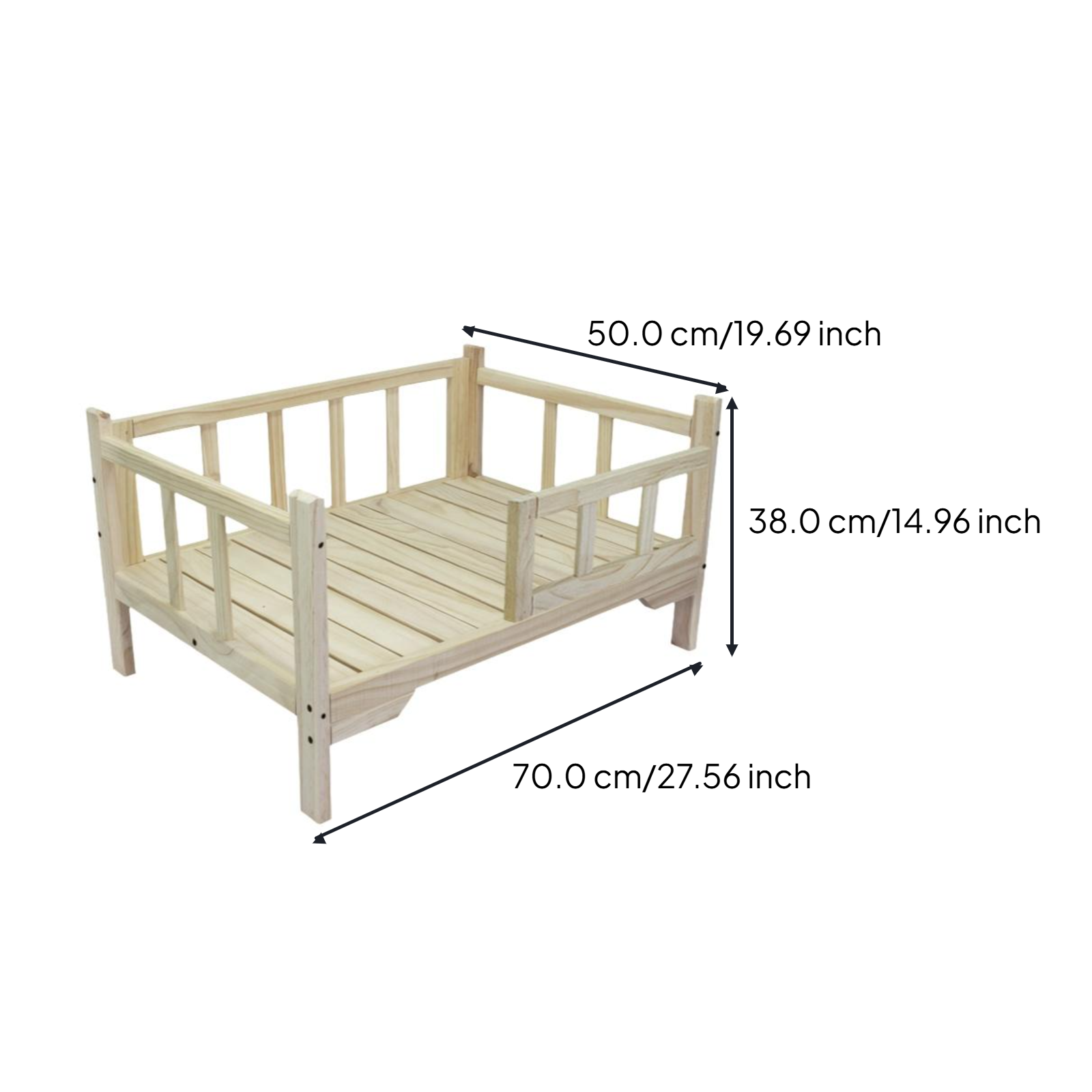 Hardwood pet bed with padded cover