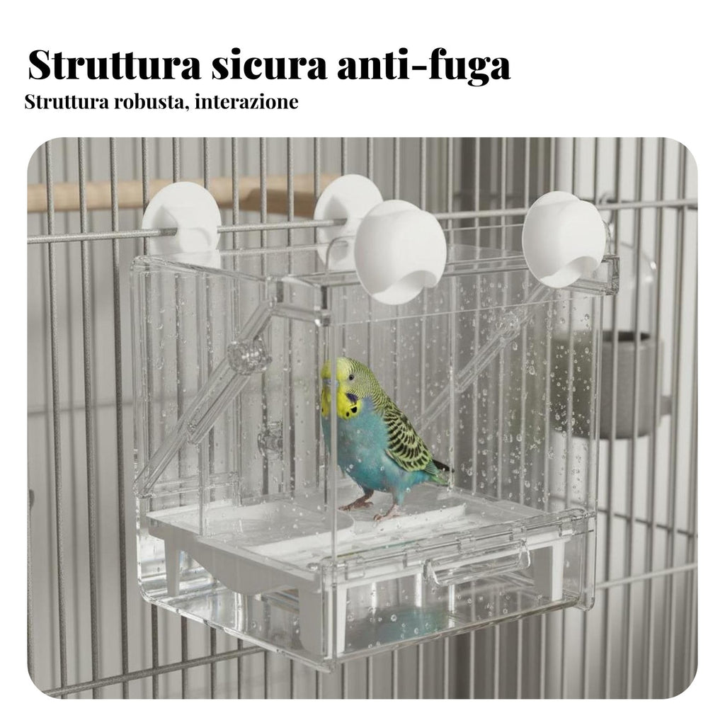 Multi-Functional Bird Feeder Bath Anti-Splash Parrot Shower Box Multipurpose Use