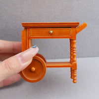 1:12 Dollhouse Handcart with Wheels Mini Wooden Trolley for Model Hobbyists