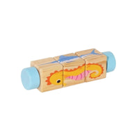 Wooden Rotating Block Puzzle Natural Wood Infant Toy Screen Unrestricted