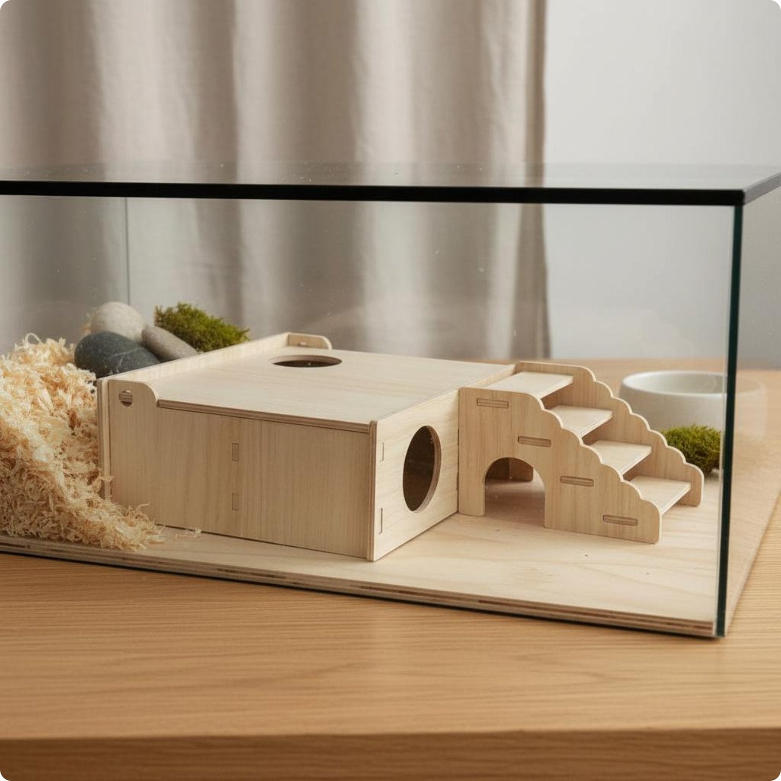 Wooden Hamster Hideout Natural Wood Multi-Room Hamster House Easy to Assemble